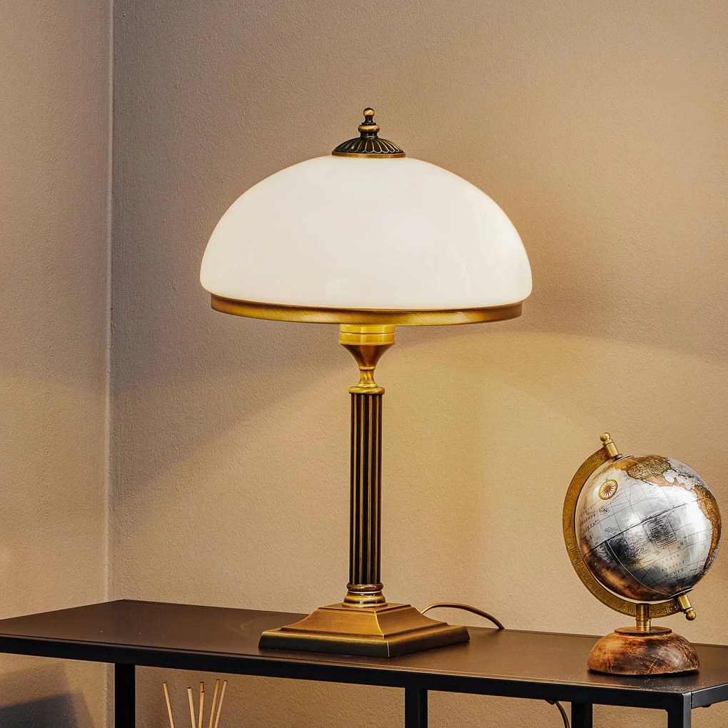Jupiter Lampada da tavolo Petro, vetro, color ottone anticato, altezza 50 cm