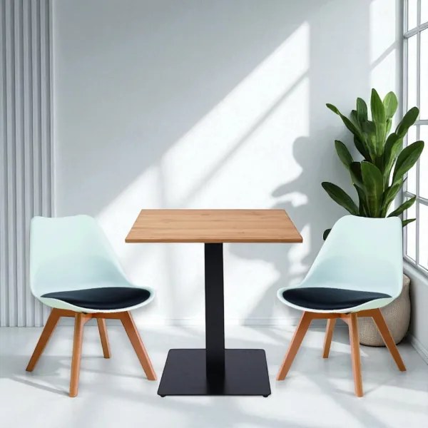 Tavolo ristorante bar quadrato 70x70 cm con piano laminato Rovere Nodato H 75