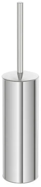 Portascopino cromato con setole nere in silicone e secchio interno