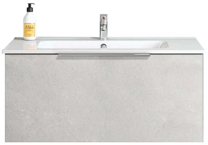 Mobile sottolavabo e lavabo Portland per vasca centrale cemento chiaro L 89 x H 40 x P 45.5 cm 1 cassetto