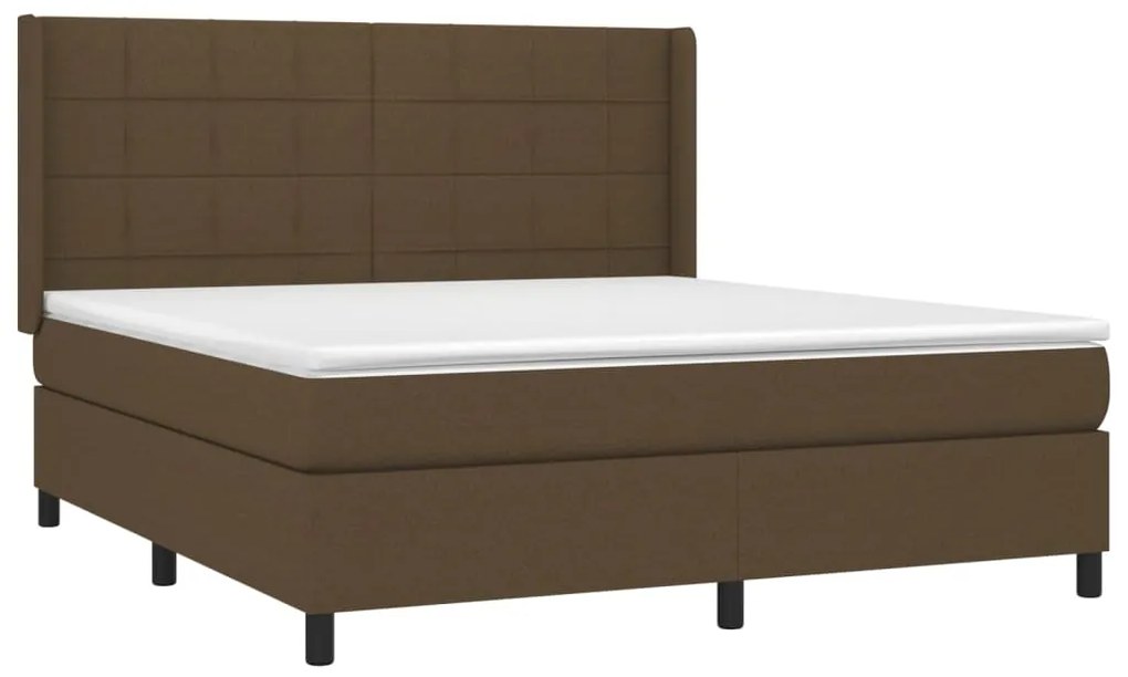 Letto a molle materasso e led marronescuro 180x200cm in tessuto