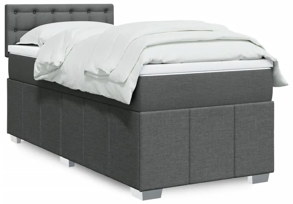 Giroletto A Molle Con Materasso Grigio Scuro 80x200 Cm Tessuto /