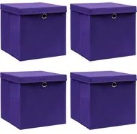 Contenitori con Coperchi 4 pz 28x28x28 cm Viola 325212