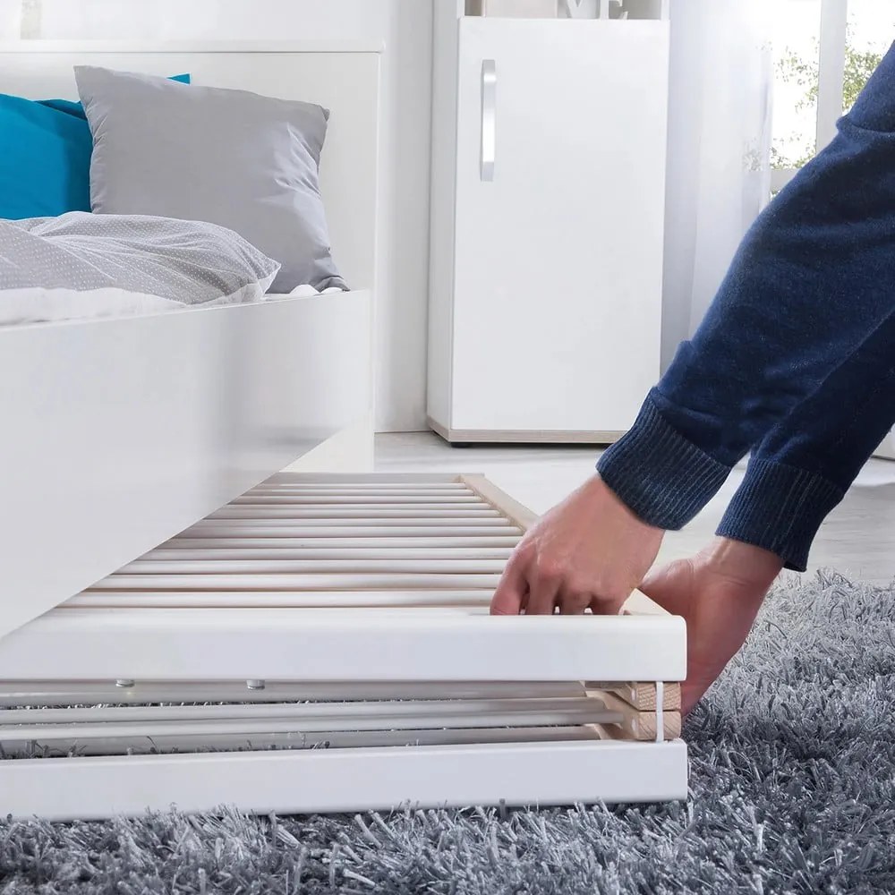 Lettino pieghevole bianco su ruote 60x120 cm Fold up - Roba