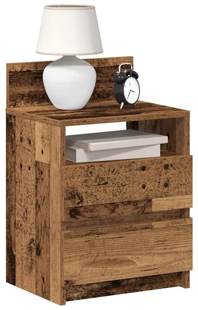 Comodini 2 Pz Con 2 Cassetti Legno Antico 40x33x60 Cm /