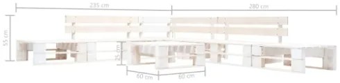 Set Divani da Giardino su Pallet 6 pz in Legno Bianco