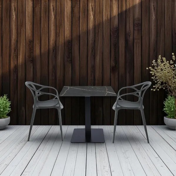 Tavolo bar pub ristorante piano HPL Marmo Nero per esterno 80x80 cm H 74