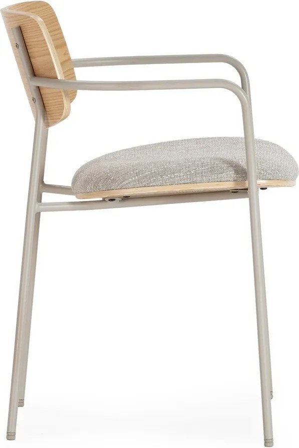 Set di sedie da pranzo grigio chiaro/di colore naturale in imbottito con braccioli Nour – MOME