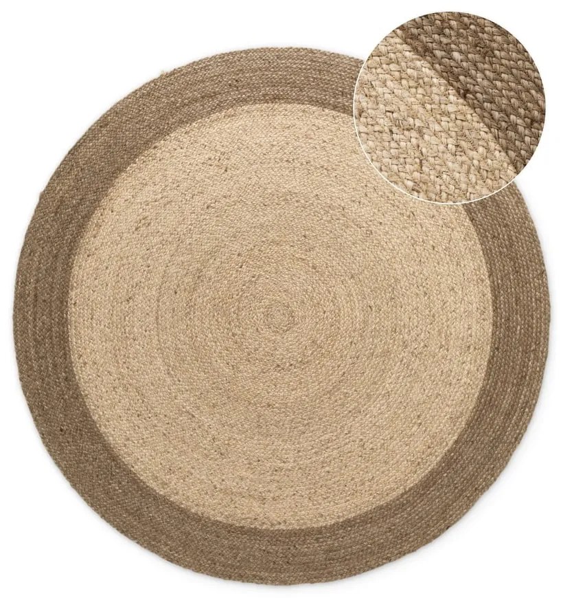 Tappeto rotondo greige in iuta reversibile e tessuto a mano ø 100 cm Jutta Greige – Hanse Home
