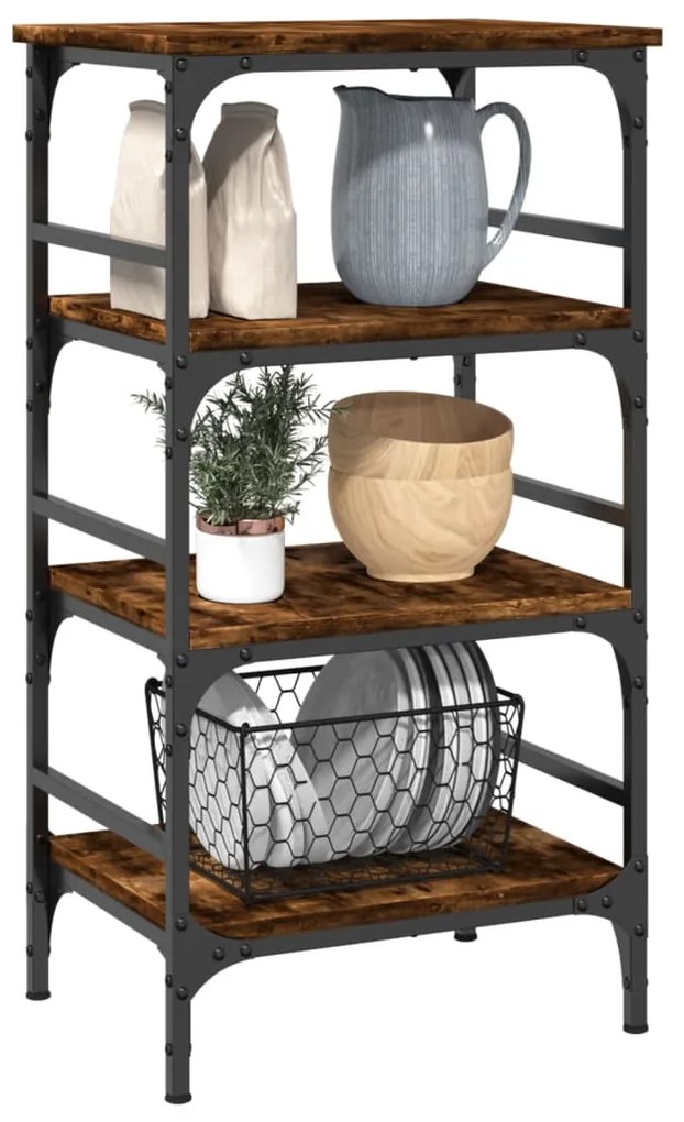 Carrello da cucina rovere fumo 45x35x89,5 cm legno multistrato