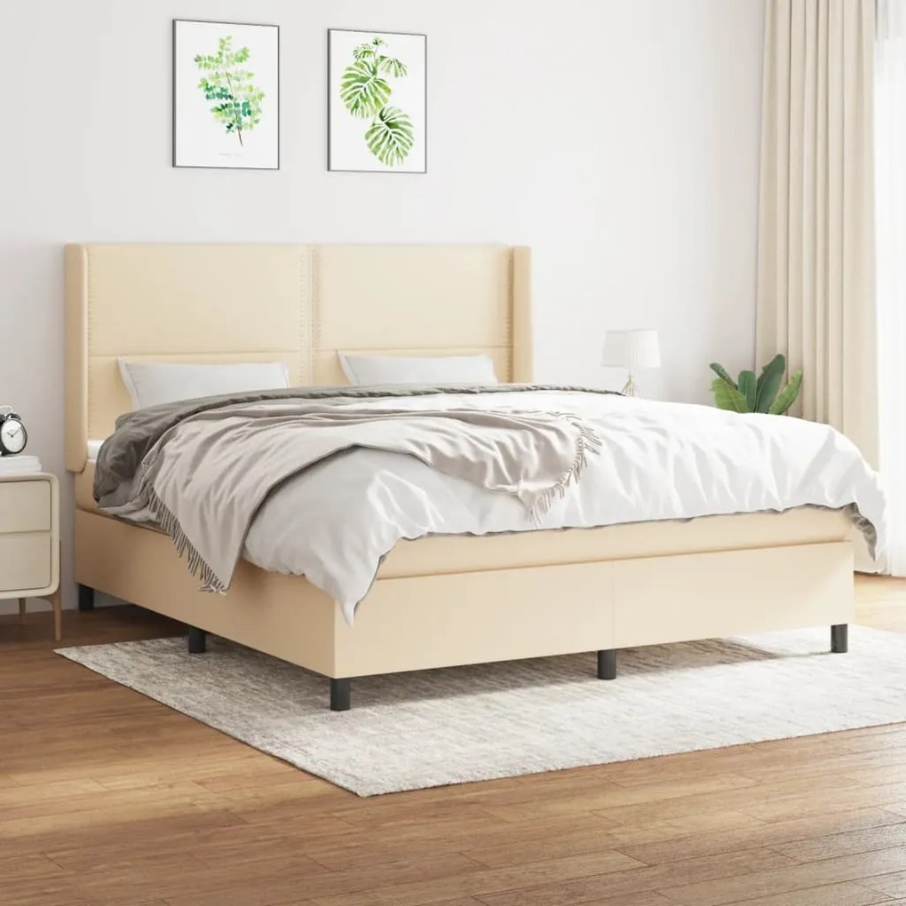 Giroletto A Molle Con Materasso Crema 160x200 Cm İn Tessuto /