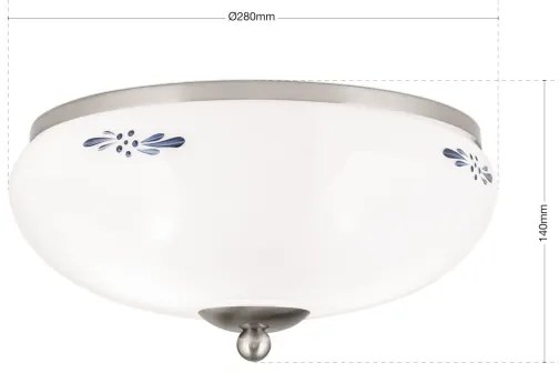 Orion DL 7-673- Plafoniera LANDHAUS 2xE27/60W/230V Ø 28 cm m. cromo/bianco