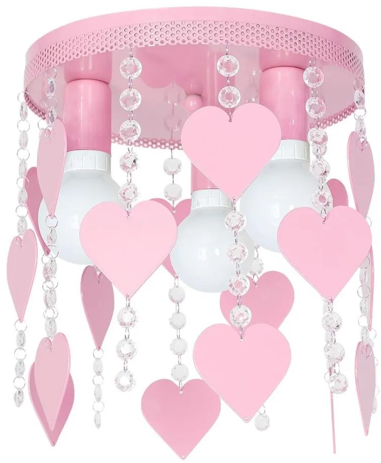 Plafoniera per bambini ELZA cuore 3xE27/60W/230V rosa
