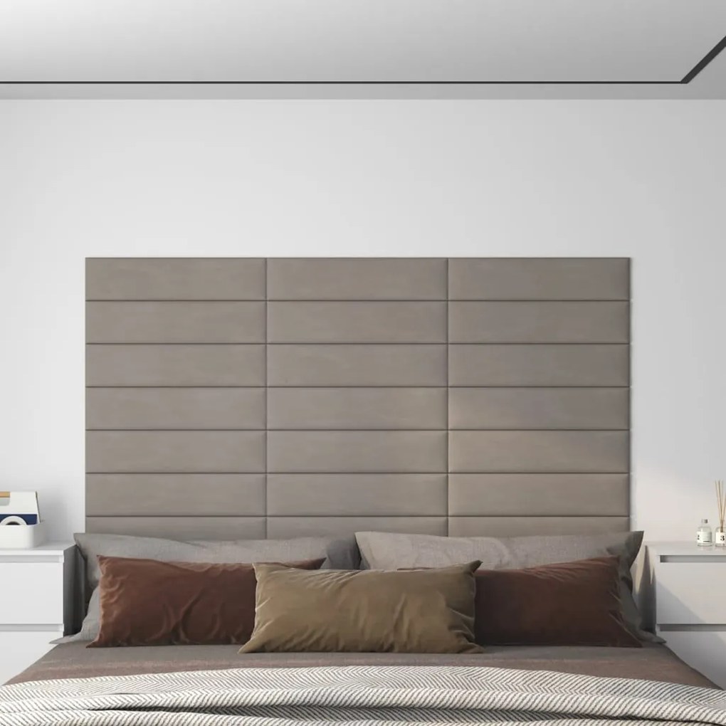Pannelli Murali 12 Pz Grigio Chiaro 60x15 Cm Velluto 1,08 M² /
