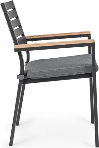 Sedia Da Esterno In Alluminio Con Braccioli E Cuscino Belmar Antracite Bizzotto