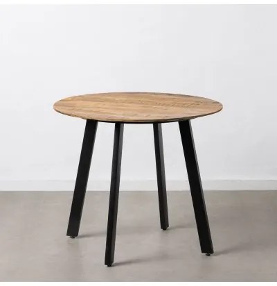 Tavolo da Pranzo 90 x 90 x 77 cm Naturale Nero Legno Ferro