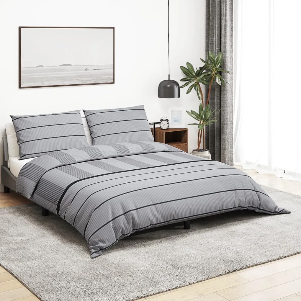 Set Copripiumino Grigio 200x220 Cm İn Cotone /
