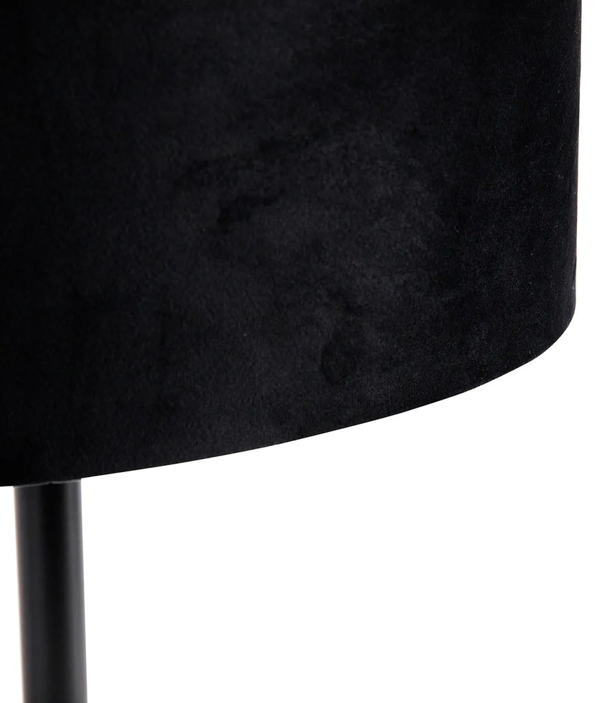 Lampada da Tavolo Nera con Paralume Ovale in Velluto Nero 35cm - Simplo