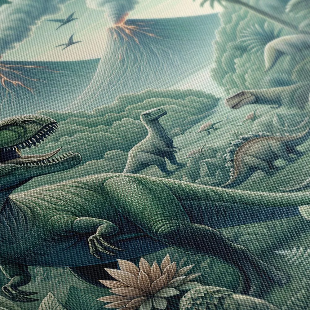 Quadro su tela – Mondo preistorico dei dinosauri nella giungla