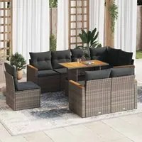 Set Divano da Giardino 9pz con Cuscini Grigio Polyrattan Acacia 3327504