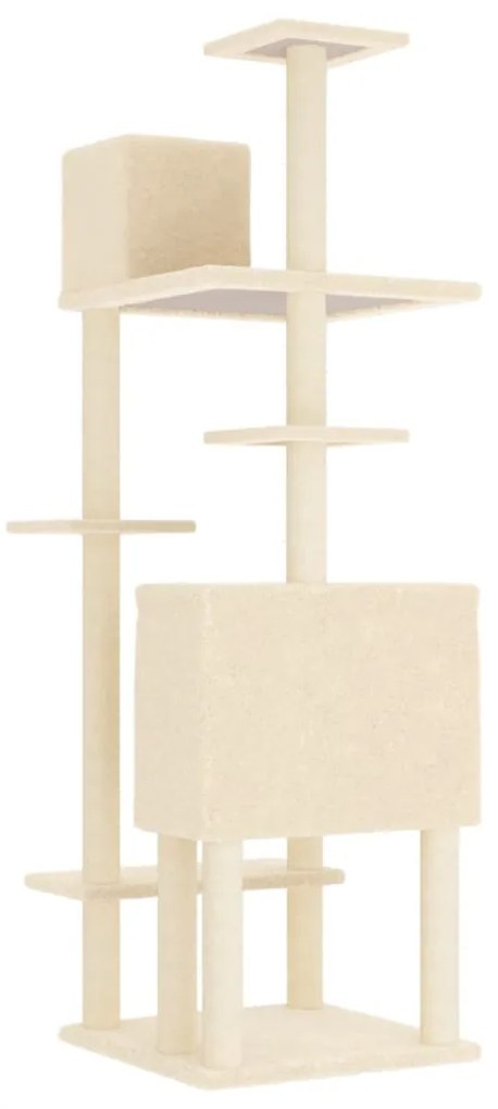 Albero per gatti con tiragraffi in sisal crema 154 cm