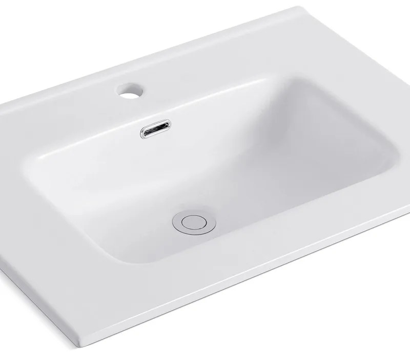 Kamalu - Lavabo da incasso 76cm per mobile in ceramica bianca |Litos-K7075