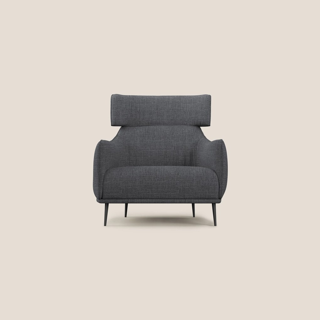 Zelda Poltroncina dal design moderno in morbido tessuto impermeabile T06 antracite