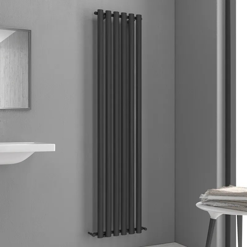 Kamalu - radiatore bagno 1800x420 mm colore nero opaco 6 elementi verticali kam-369n