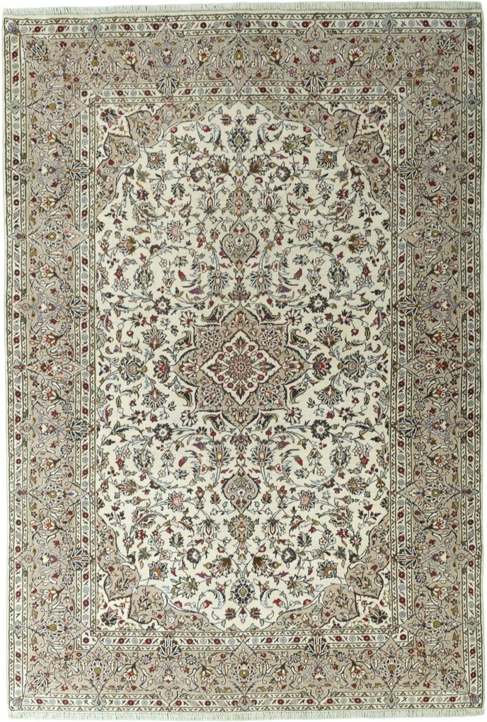 Kashan Tappeto 300 x 200 Beige (Iran) Annodato A Mano