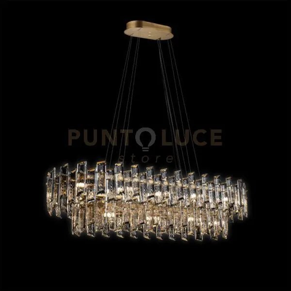 Lampada a sospensione arcadia ovale grande 8+12 luci, 2 livelli, or...