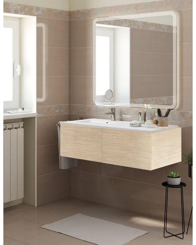 Mobile sottolavabo e lavabo Neo rovere naturale L 120 x H 32 x P 48 cm