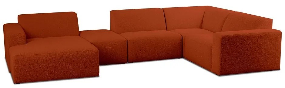 Divano angolare in tessuto bouclé color mattone (forma a U) Roxy - Scandic
