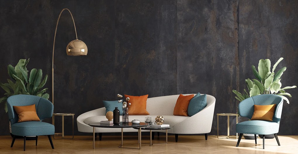 Gres Porcellanato Effetto Metallo Ossidato Nero 60X120 - Efbk045