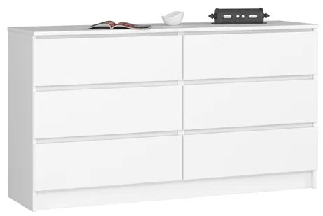 Cassettiera Credenza 140x40x77 Cm 6 Cassetti Artika Bianco Opaco