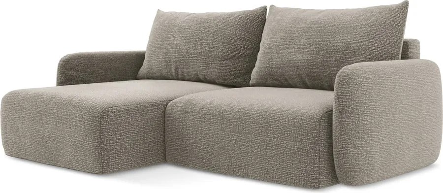 Divano angolare beige allungabile/con contenitore (con penisola a sinistra) Kalena – Makamii