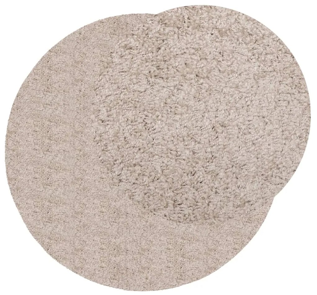 Tappeto Shaggy a Pelo Lungo Moderno Beige Ø 200 cm