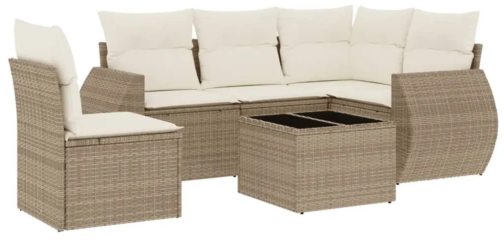 Set divano da giardino 6 pz con cuscini beige in polyrattan