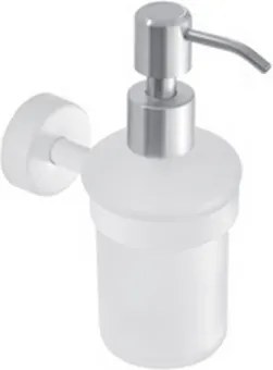 Kamalu - Dispenser di sapone bagno in acciaio inox bianco opaco e vetro | Monde-B