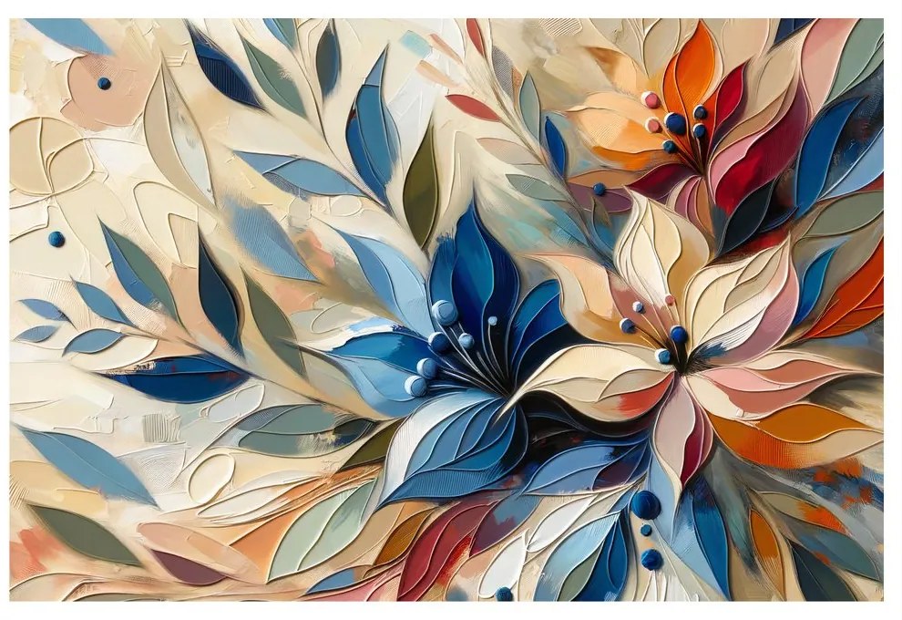 Quadro su tela – Foglie floreali colorate