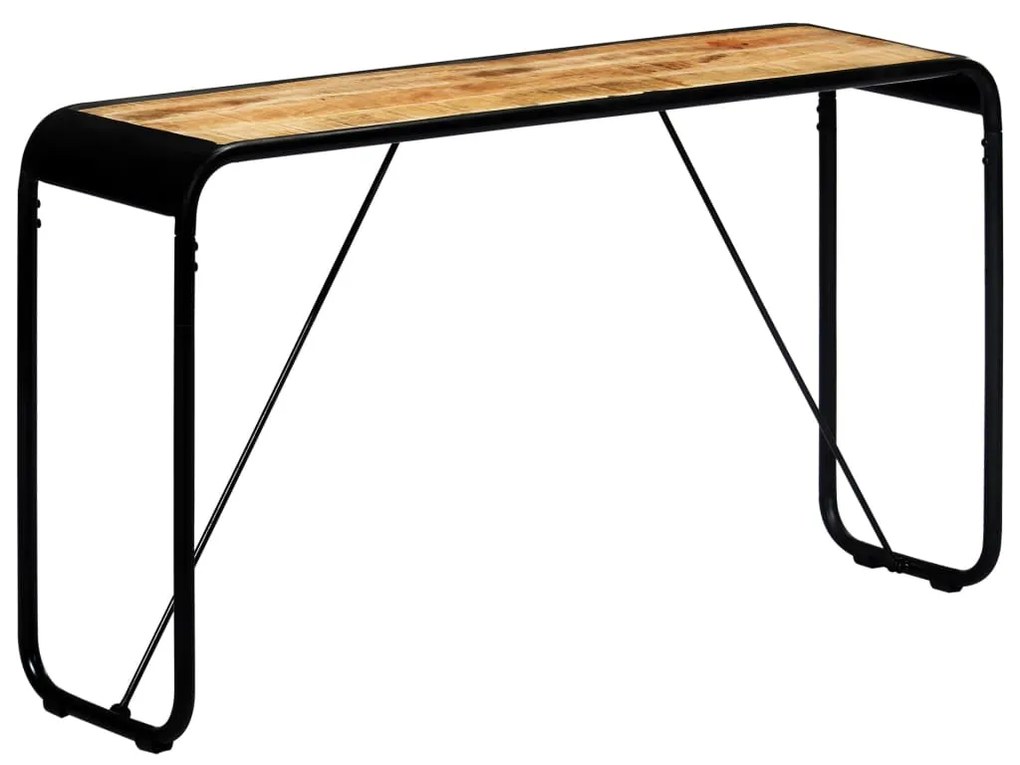 Tavolo Consolle 140x35x76 Cm İn Legno Massello Di Mango Grezzo /