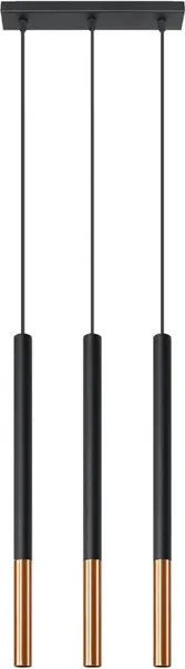 Lampada a Sospensione in Acciaio MOZAICA 3L Nero 3xG9