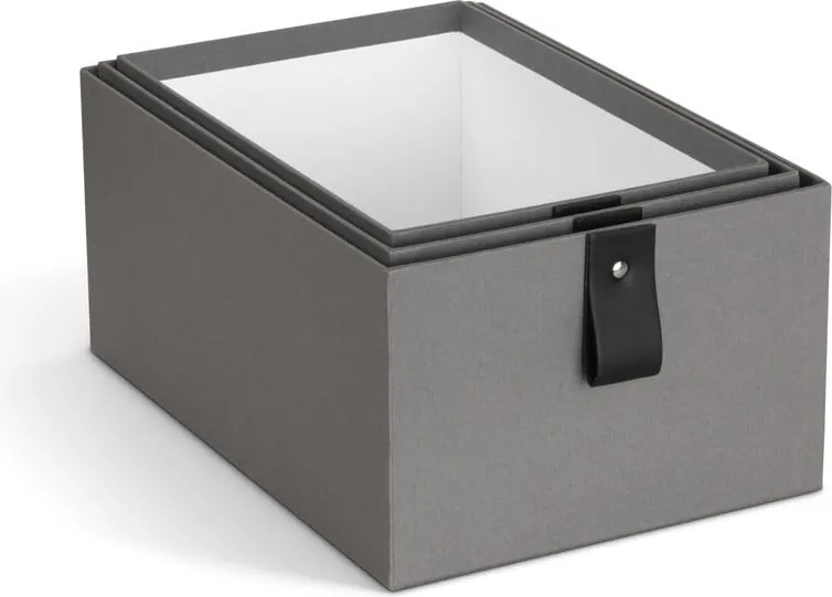 Scatole in set grigie in cartone 3 pz 20,5x29,5x14,5 cm Aston Paper Laminate – Bigso