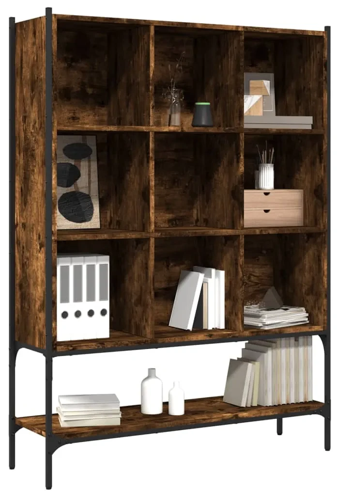 Libreria rovere fumo 102x30x141,5 cm in legno multistrato