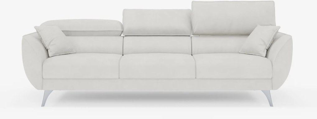 Michelangelo 4 Posti – Divano con 3 sedute estensibili e poggiatesta reclinabili in elegante tessuto vellutino smacchiabile T30