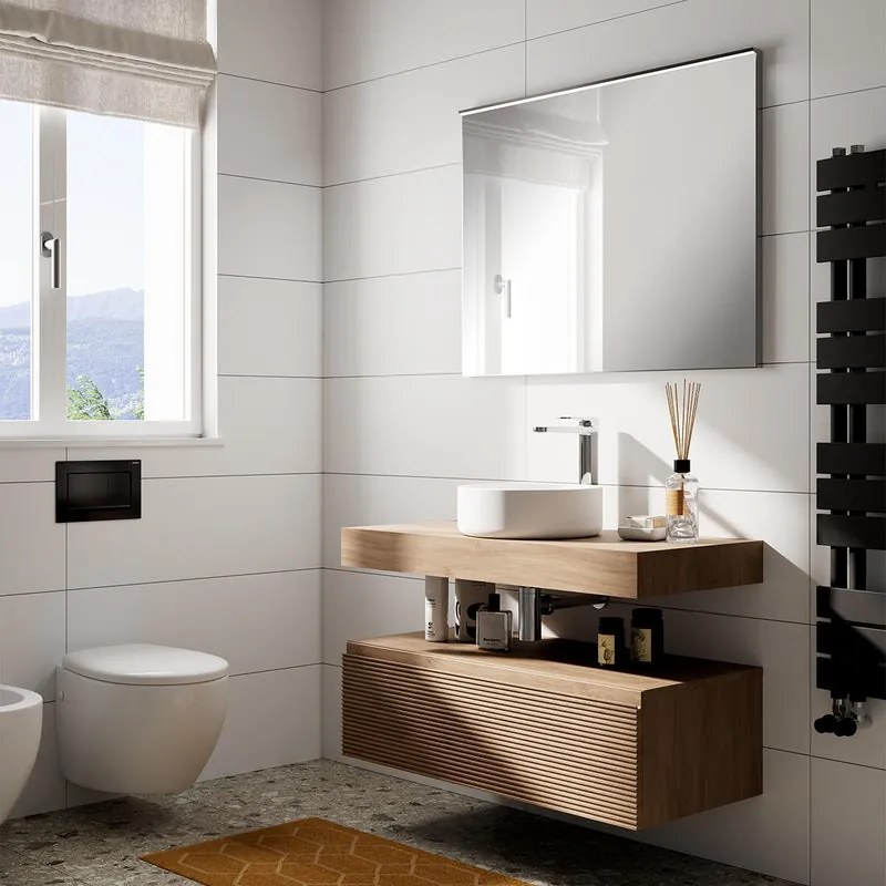Mobile da bagno sotto lavabo Step rovere L 100.3 x H 30 x P 46 cm 1 cassetto, lavabo non incluso
