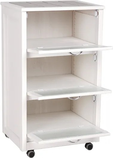 Carrello Mobiletto Bianco con ante a ribalta in vetro LANDHELL