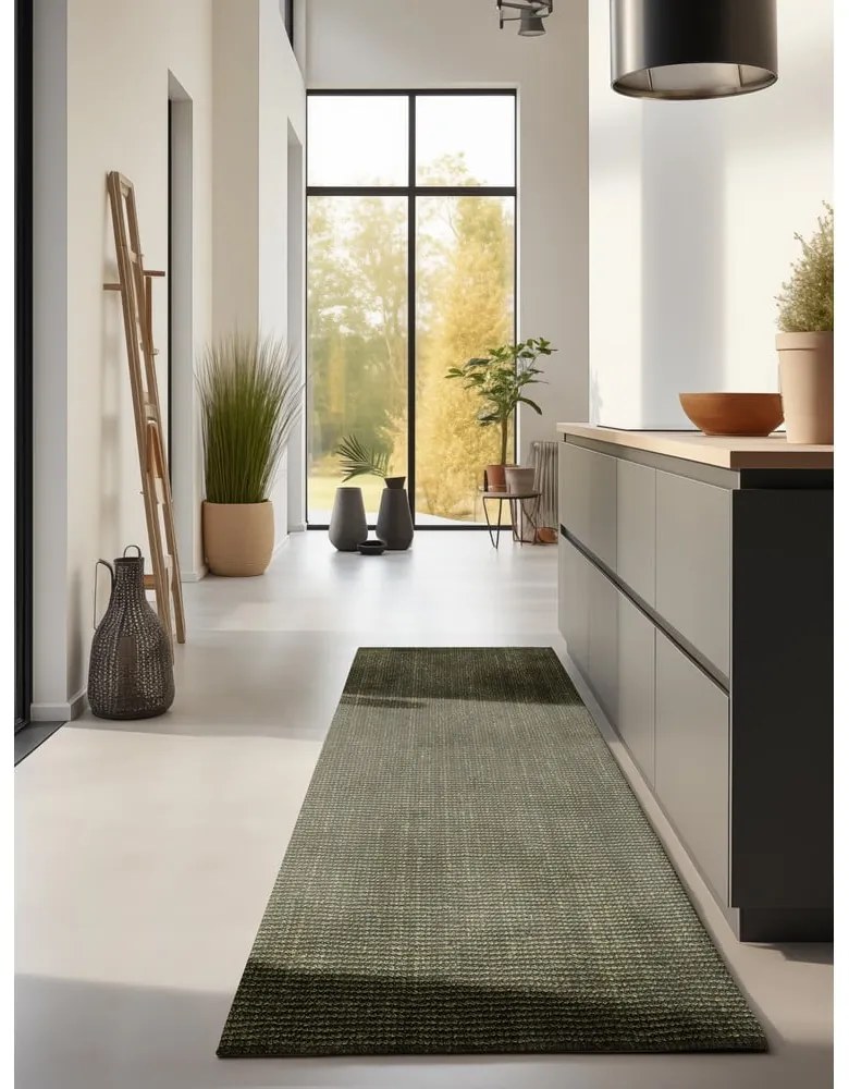 Passatoia color kaki in iuta 80x200 cm Bouclé – Hanse Home