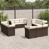 Set Divani da Giardino 12 pz con Cuscini Marrone in Polyrattancod mxl 113227