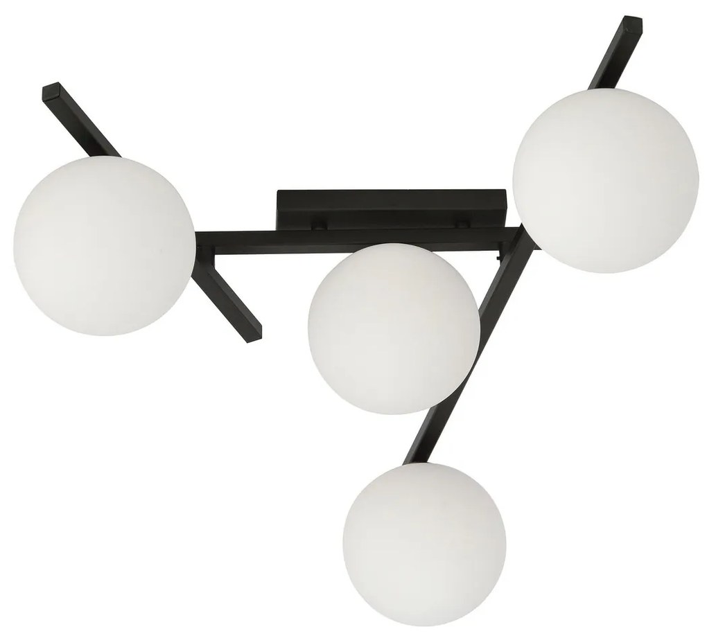 Lampadario da Soffitto in Acciaio e Vetro SMART 4 Nero 4xE14