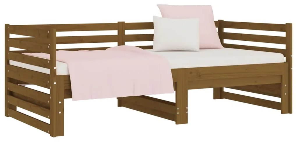 Dormeuse Estraibile Miele 2x(80x200) cm Legno Massello di Pino